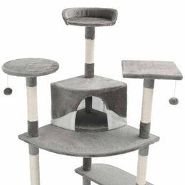 vidaXL Katzen-Kratzbaum mit Sisal-Kratzsäulen 203 cm Grau und Weiß
