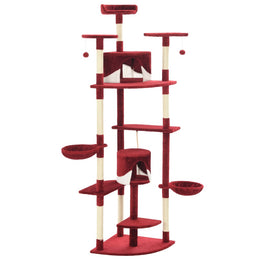 vidaXL Katzen-Kratzbaum mit Sisal-Kratzsäulen 203 cm Rot und Weiß