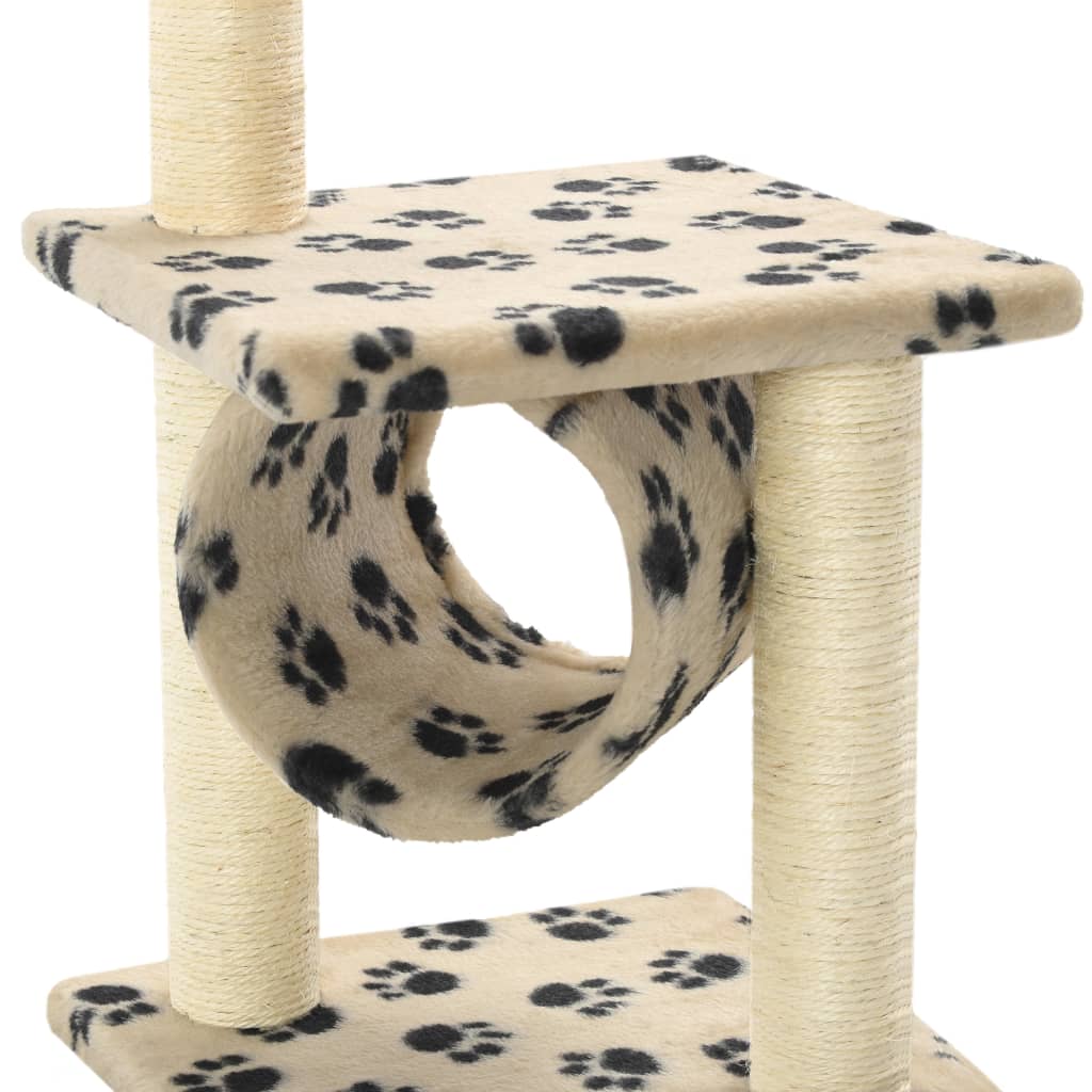 Katzen-Kratzbaum Sisal 65 cm Beige Pfoten-Aufdruck