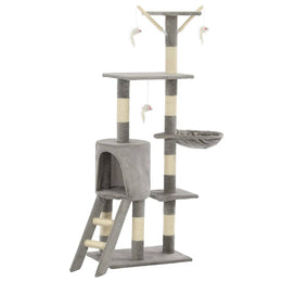 vidaXL Katzen-Kratzbaum mit Sisal-Säulen 138 cm Grau