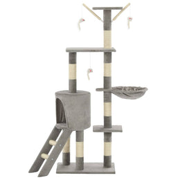 vidaXL Katzen-Kratzbaum mit Sisal-Säulen 138 cm Grau