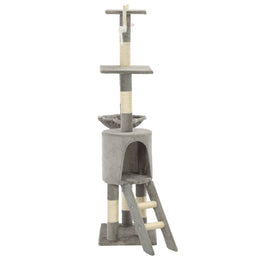 vidaXL Katzen-Kratzbaum mit Sisal-Säulen 138 cm Grau
