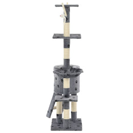vidaXL Katzen-Kratzbaum Sisal 138 cm Grau Pfoten-Aufdruck