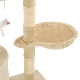 vidaXL Katzen-Kratzbaum mit Sisal-Säulen 138 cm Beige