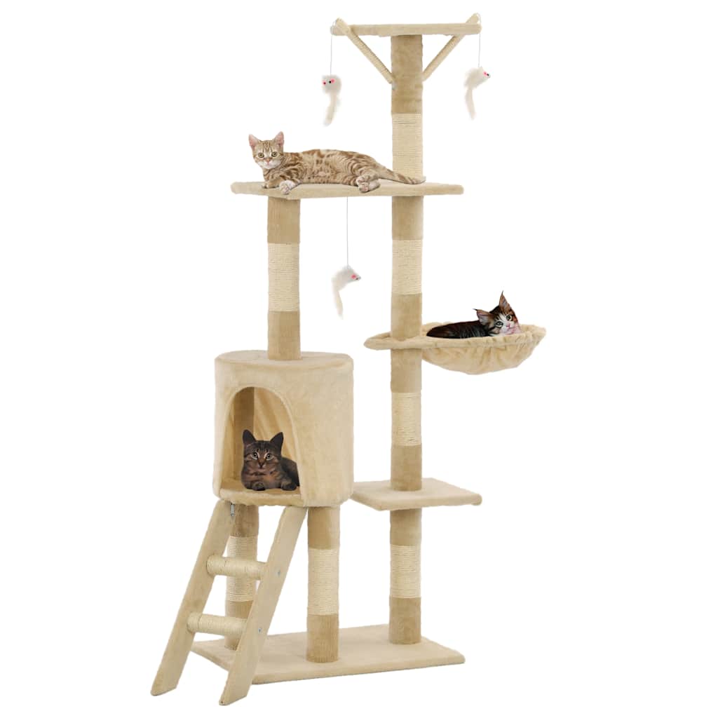 vidaXL Katzen-Kratzbaum mit Sisal-Säulen 138 cm Beige