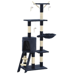 vidaXL Katzen-Kratzbaum mit Sisal-Säulen 138 cm Dunkelblau