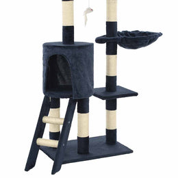vidaXL Katzen-Kratzbaum mit Sisal-Säulen 138 cm Dunkelblau