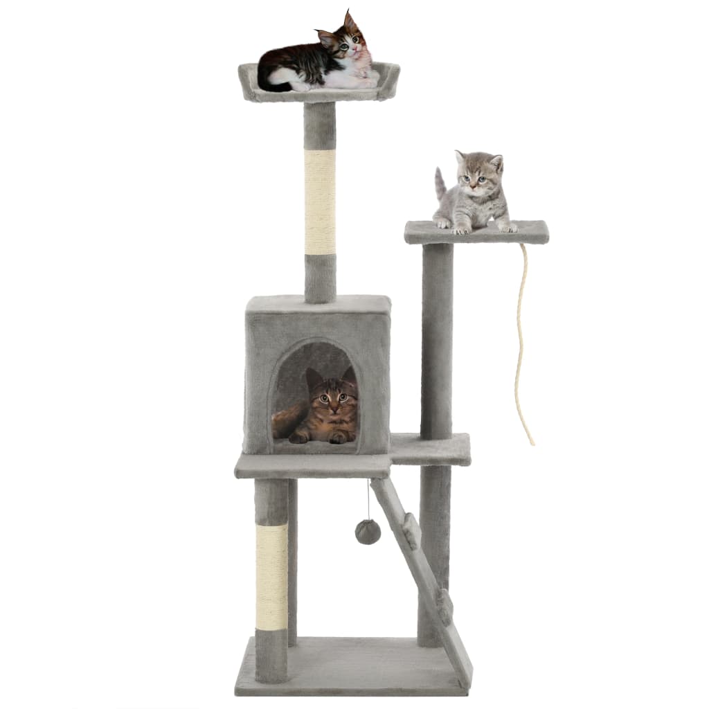 vidaXL Katzenbaum mit Sisal-Kratzsäulen 120 cm Grau