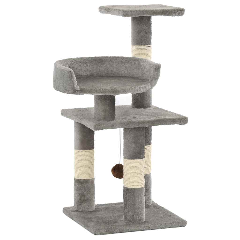 vidaXL Katzen-Kratzbaum mit Sisal-Kratzsäulen 65 cm Grau