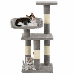 vidaXL Katzen-Kratzbaum mit Sisal-Kratzsäulen 65 cm Grau
