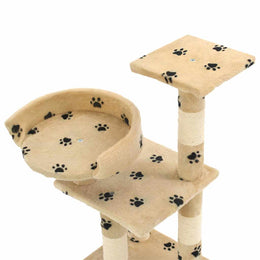 vidaXL Katzen-Kratzbaum mit Sisal-Säulen 65 cm Pfoten-Aufdruck Beige