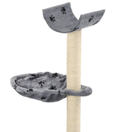 vidaXL Katzen-Kratzbaum mit Sisal-Säulen 105 cm Pfoten-Aufdruck Grau