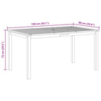 Gartentisch 150x90x74 cm Massivholz Akazie