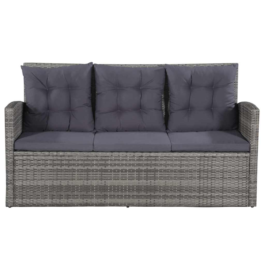 6-tlg. Garten-Lounge-Set mit Auflagen Poly Rattan Grau
