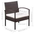 5-tlg. Garten-Lounge-Set mit Auflagen Poly Rattan Braun