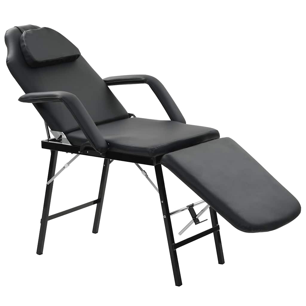 Gesichtsbehandlungsstuhl Tragbar Kunstleder 185x78x76cm Schwarz