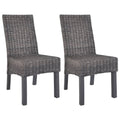 Esszimmerstühle 2 Stk. Braun Kubu-Rattan und Mahagoniholz
