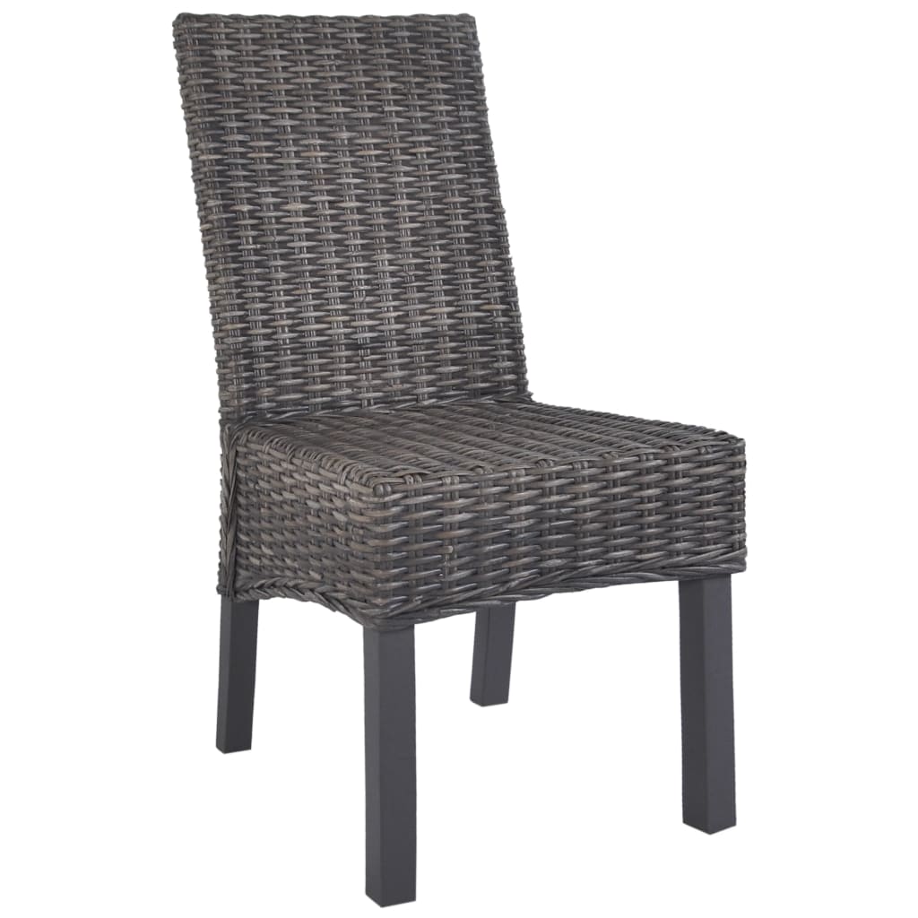 Esszimmerstühle 2 Stk. Braun Kubu-Rattan und Mahagoniholz