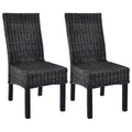 Esszimmerstühle 2 Stk. Schwarz Kubu-Rattan und Mahagoniholz