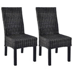 Esszimmerstühle 2 Stk. Schwarz Kubu-Rattan und Mahagoniholz