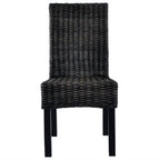 Esszimmerstühle 2 Stk. Schwarz Kubu-Rattan und Mahagoniholz