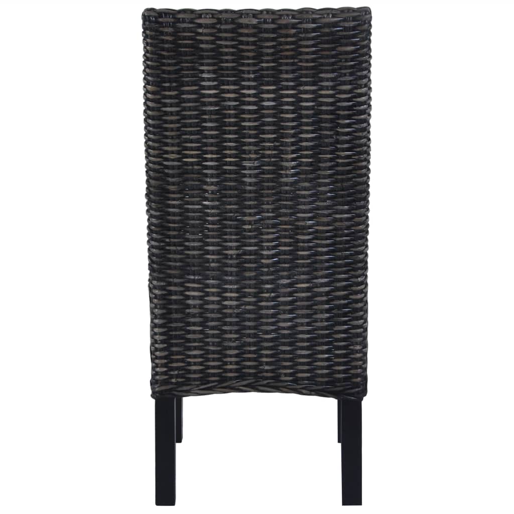 Esszimmerstühle 2 Stk. Schwarz Kubu-Rattan und Mahagoniholz