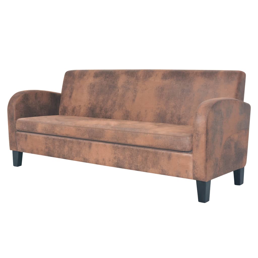 Sofa-Set 2-tlg. Kunstleder in Wildleder-Optik Braun