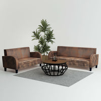 Sofa-Set 2-tlg. Kunstleder in Wildleder-Optik Braun