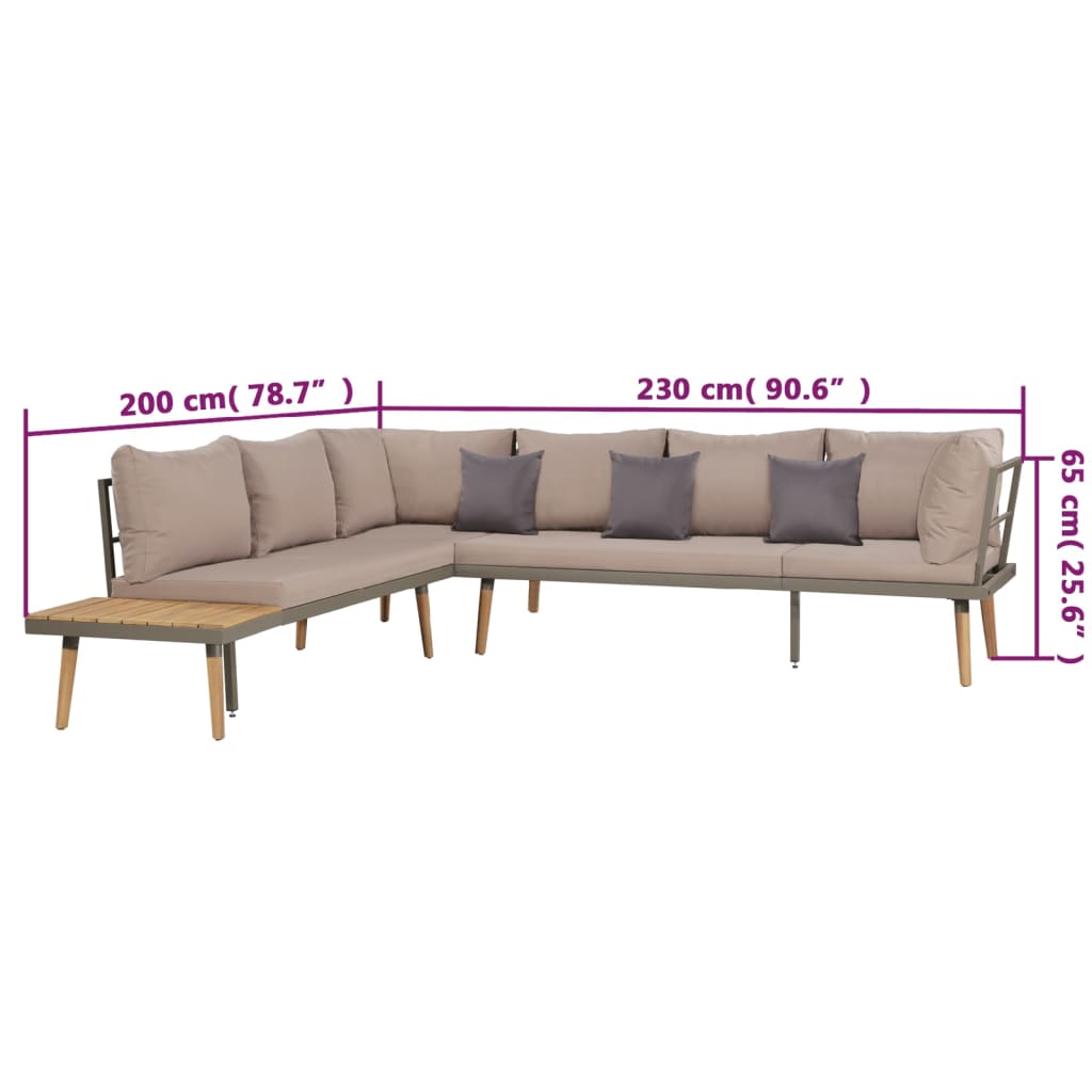 4-tlg. Garten-Lounge-Set mit Auflagen Massivholz Akazie Braun