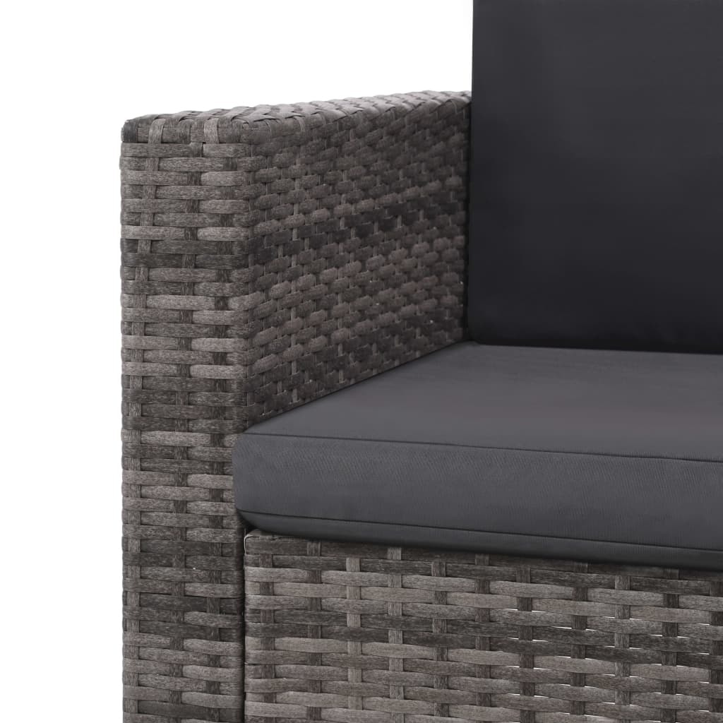2-tlg. Garten-Lounge-Set mit Auflagen Poly Rattan Grau