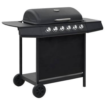 Gasgrill mit 6 Flammen Stahl Schwarz