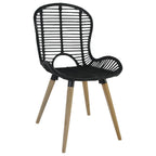 Esszimmerstühle 2 Stk. Schwarz Natur Rattan