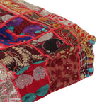 Pouf Flickwerk Quadrat Baumwolle Handgefertigt 50×50×12 cm Rot