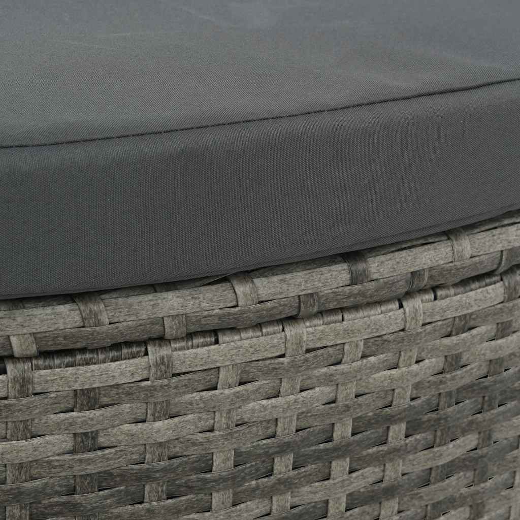 Gartenbett mit Sonnenschirm Grau Poly Rattan