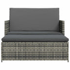2-tlg. Garten-Lounge-Set mit Auflagen Poly Rattan Grau
