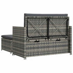 2-tlg. Garten-Lounge-Set mit Auflagen Poly Rattan Grau