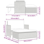 2-tlg. Garten-Lounge-Set mit Auflagen Poly Rattan Grau