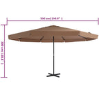 Sonnenschirm mit Aluminium-Mast 500 cm Taupe