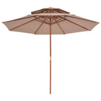 Sonnenschirm mit Entlüftung und Holz-Mast 270 cm Taupe