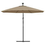 Ampelschirm mit LED-Beleuchtung und Stahl-Mast 300 cm Taupe