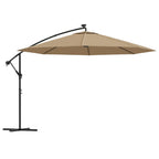 Ampelschirm mit LED-Beleuchtung und Metall-Mast 350 cm Taupe