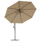 Ampelschirm mit LED-Beleuchtung und Metall-Mast 350 cm Taupe