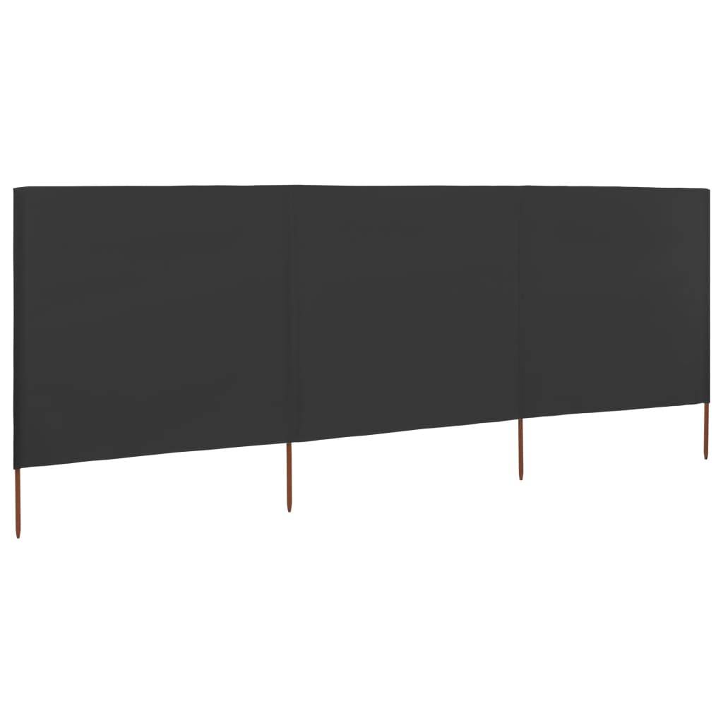 3-teiliges Windschutzgewebe 400 x 120 cm Anthrazit