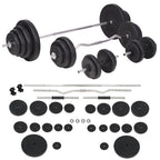 Hantelbank mit Ablage, Langhantel und Kurzhantel-Set 120 kg