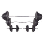 Hantelbank mit Ablage, Langhantel und Kurzhantel-Set 120 kg