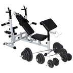 Hantelbank mit Ablage, Langhantel und Kurzhantel-Set 120 kg