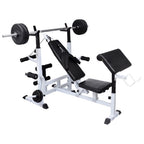 Hantelbank mit Ablage, Langhantel und Kurzhantel-Set 120 kg