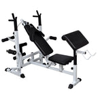 Hantelbank mit Ablage, Langhantel und Kurzhantel-Set 120 kg