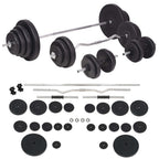 Hantelbank mit Ablage, Langhantel und Kurzhantel-Set 120 kg