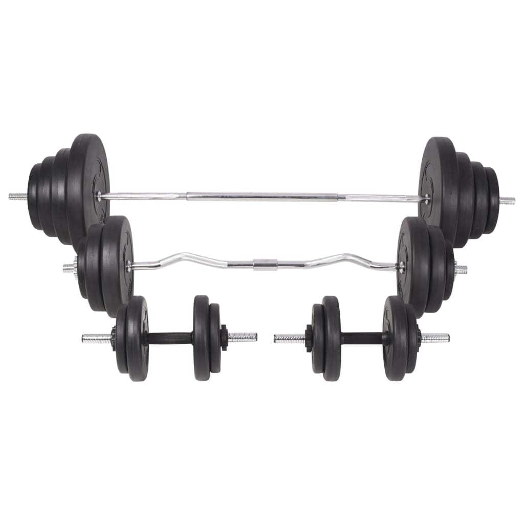 Hantelbank mit Ablage, Langhantel und Kurzhantel-Set 120 kg
